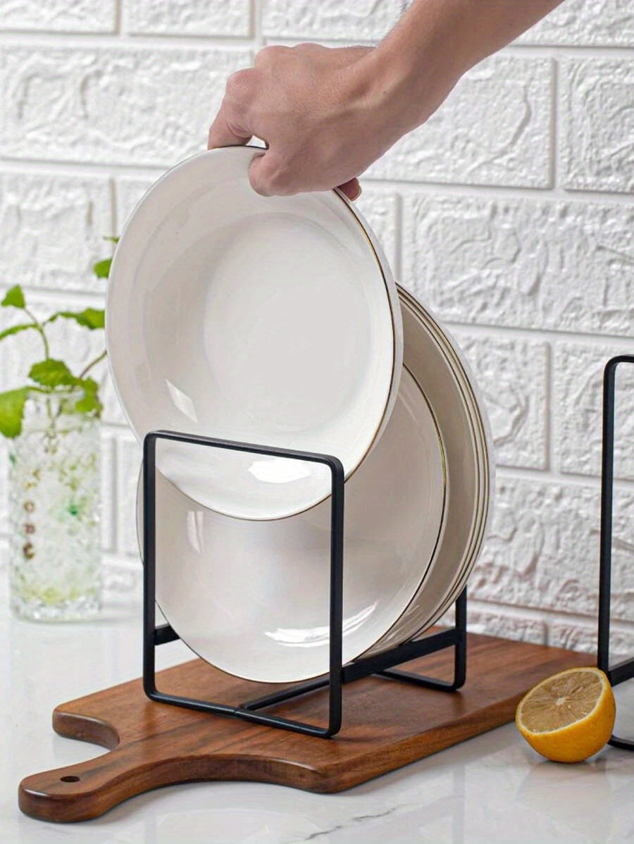 Versatile Kitchen Organizer - 1pc Dish & Plate Holder, Vertical Cupboard Storage for Cutting Boards and Pot Lids