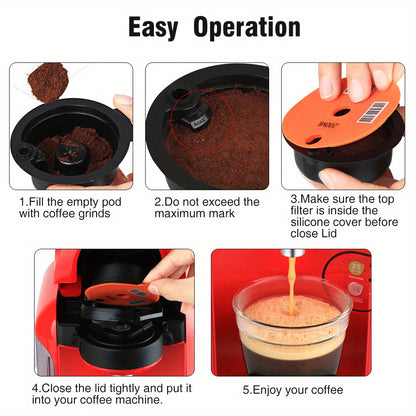 Reusable Coffee Capsule Pod with Silicone Lid, 200ml - 1pc, Compatible with Bosch Tassimo Machines, Permanent Filter Refillable Coffee Pod, BPA-Free Plastic