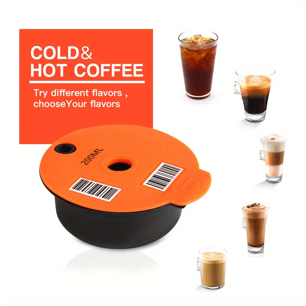 Reusable Coffee Capsule Pod with Silicone Lid, 200ml - 1pc, Compatible with Bosch Tassimo Machines, Permanent Filter Refillable Coffee Pod, BPA-Free Plastic