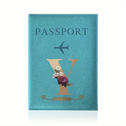 Customizable Travel Mini Passport Holder Cover With Name And Alphabet Initial, Slim Document Organizer, Business Card And Ticket Pouch(14.48cmx 9.91cm)