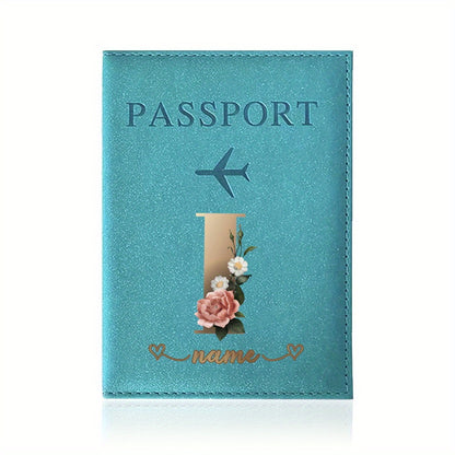 Customizable Travel Mini Passport Holder Cover With Name And Alphabet Initial, Slim Document Organizer, Business Card And Ticket Pouch(14.48cmx 9.91cm)