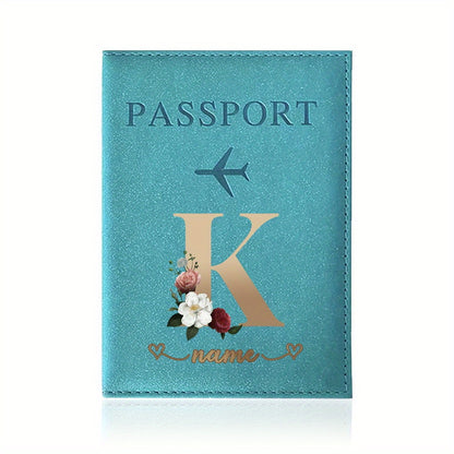 Customizable Travel Mini Passport Holder Cover With Name And Alphabet Initial, Slim Document Organizer, Business Card And Ticket Pouch(14.48cmx 9.91cm)