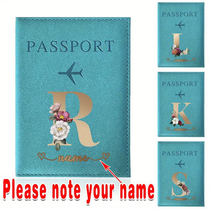 Customizable Travel Mini Passport Holder Cover With Name And Alphabet Initial, Slim Document Organizer, Business Card And Ticket Pouch(14.48cmx 9.91cm)