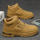 Zapatillas de skate de caña alta para hombre, antideslizantes y duraderas, ideales para caminar por la calle, viajar y actividades informales | Zapatillas retro de piel sintética a la moda para hombre