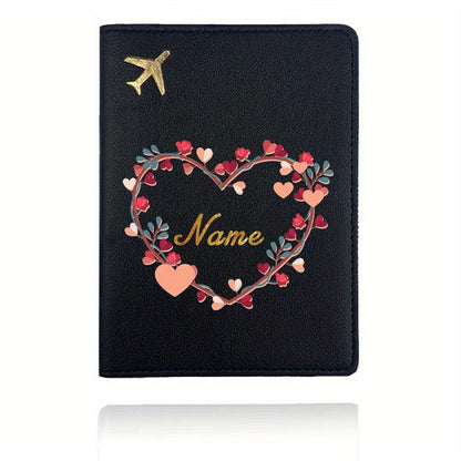 Personalized Faux Leather Passport Cover with Custom Name, Waterproof RFID Blocking Travel Wallet, Ultra Slim Business Card Holder, Air Ticket Storage Organizer, No-Closure Design, Passport Travel Wallet