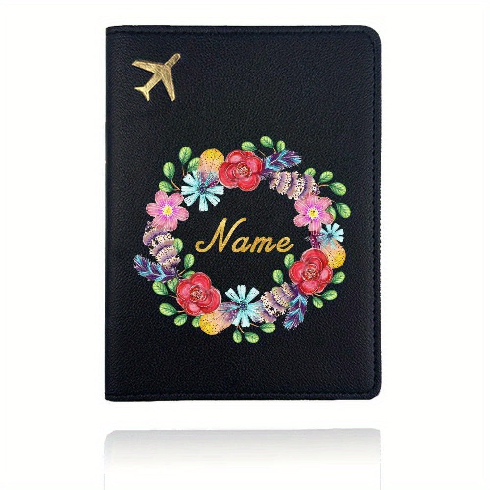 Personalized Faux Leather Passport Cover with Custom Name, Waterproof RFID Blocking Travel Wallet, Ultra Slim Business Card Holder, Air Ticket Storage Organizer, No-Closure Design, Passport Travel Wallet