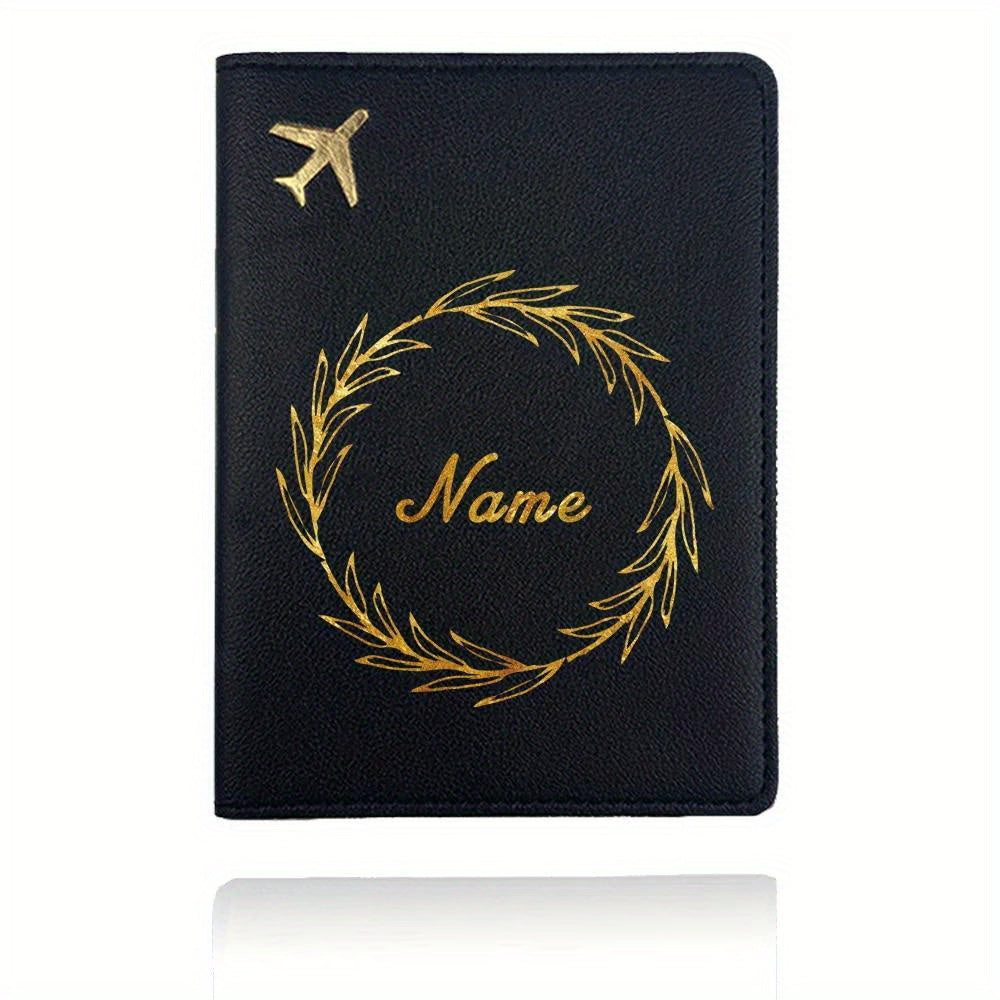 Personalized Faux Leather Passport Cover with Custom Name, Waterproof RFID Blocking Travel Wallet, Ultra Slim Business Card Holder, Air Ticket Storage Organizer, No-Closure Design, Passport Travel Wallet