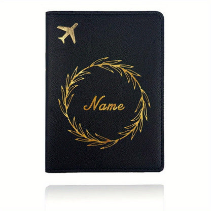 Personalized Faux Leather Passport Cover with Custom Name, Waterproof RFID Blocking Travel Wallet, Ultra Slim Business Card Holder, Air Ticket Storage Organizer, No-Closure Design, Passport Travel Wallet
