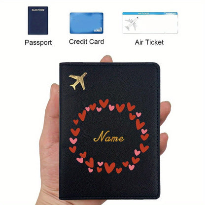 Personalized Faux Leather Passport Cover with Custom Name, Waterproof RFID Blocking Travel Wallet, Ultra Slim Business Card Holder, Air Ticket Storage Organizer, No-Closure Design, Passport Travel Wallet