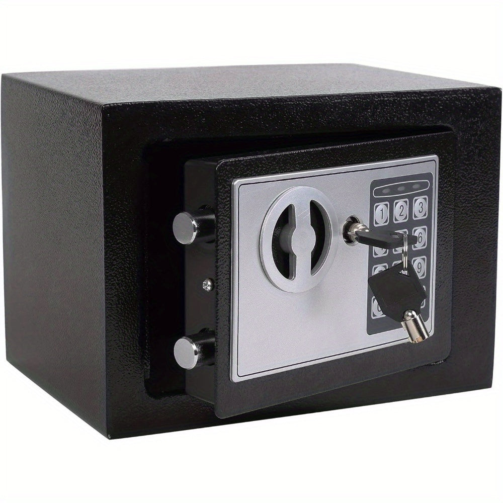 1pc Steel Digital Security Safe Box with Electronic Keypad and Key Lock - Uncharged, Battery Not Included - for Home Office Hotel Business, Jewelry, Gun, Cash Storage