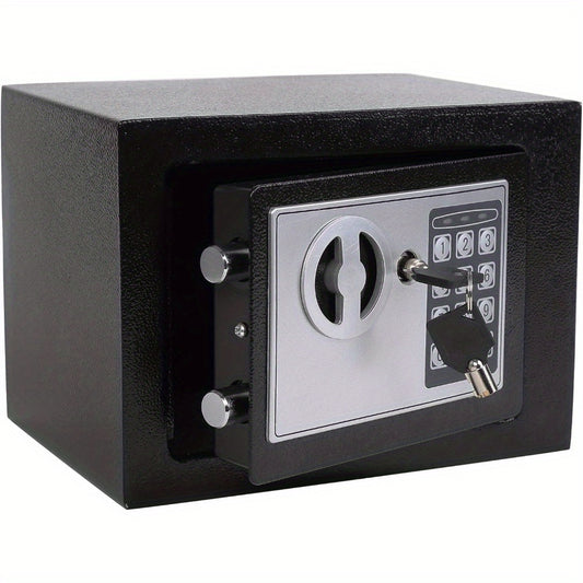 1pc Steel Digital Security Safe Box with Electronic Keypad and Key Lock - Uncharged, Without Battery - for Home Office Hotel Business, Jewelry, Gun, Cash Storage
