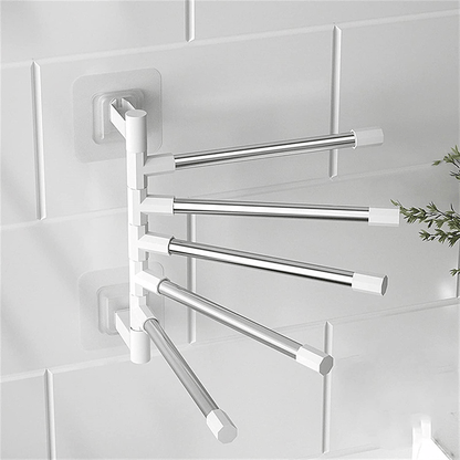 Toallero de acero inoxidable con ventosa que ahorra espacio. Organizador de pared para toallas y artículos de tocador, sin taladros, con estante giratorio.