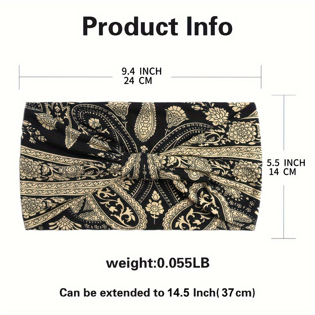 4pcs/set Autumn And Winter Classic Ethnic Style Paisley Patterned Headscarves - Wide And Comfortable Elastic Yoga Headbands Hair Accessories For Women