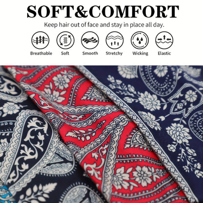 4pcs/set Autumn And Winter Classic Ethnic Style Paisley Patterned Headscarves - Wide And Comfortable Elastic Yoga Headbands Hair Accessories For Women
