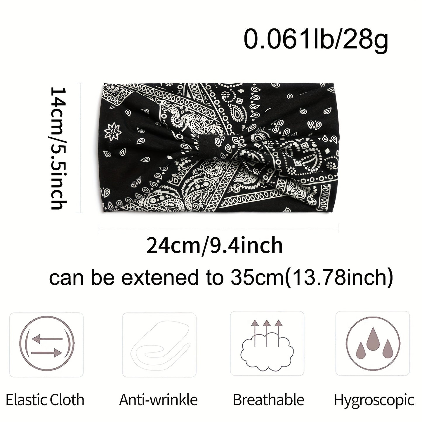 4pcs/set Autumn And Winter Classic Ethnic Style Paisley Patterned Headscarves - Wide And Comfortable Elastic Yoga Headbands Hair Accessories For Women