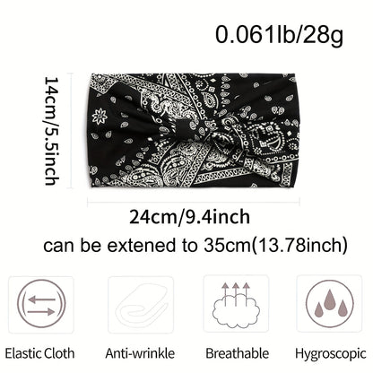4pcs/set Autumn And Winter Classic Ethnic Style Paisley Patterned Headscarves - Wide And Comfortable Elastic Yoga Headbands Hair Accessories For Women