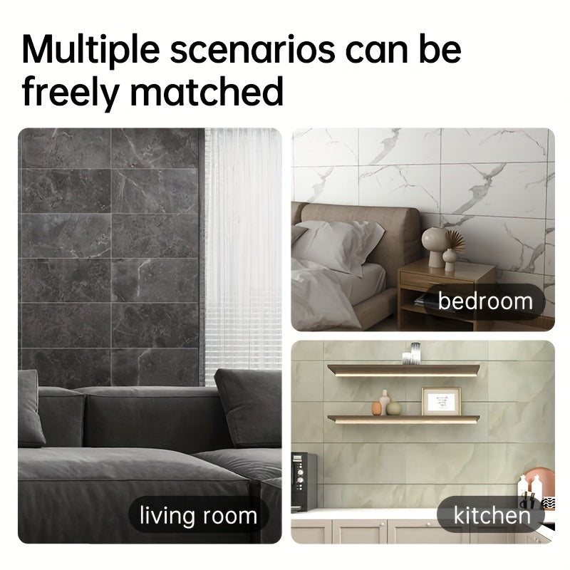 Thick Imitation Marble Tile Foam Wall Sticker, Self-Adhesive Waterproof Wallpaper, Peel and Stick, Easy to Clean and Cut, Suitable for Renovation and Decoration of Bathrooms, Living Rooms, Kitchens, Bedrooms and Offices
