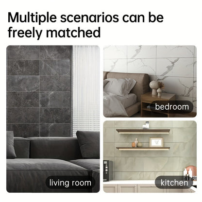 Thick Imitation Marble Tile Foam Wall Sticker, Self-Adhesive Waterproof Wallpaper, Peel and Stick, Easy to Clean and Cut, Suitable for Renovation and Decoration of Bathrooms, Living Rooms, Kitchens, Bedrooms and Offices