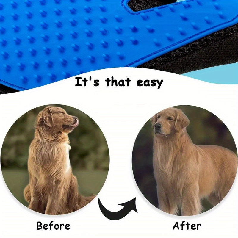 1 Pair Pet Grooming Gloves - Gentle De-shedding Brush, for Dogs and Cats - Massage Stimulating Brush - Easy to Use and Clean - Rubber Material