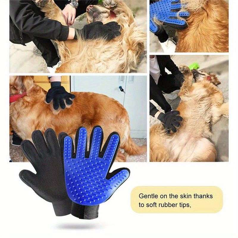 1 Pair Pet Grooming Gloves - Gentle De-shedding Brush, for Dogs and Cats - Massage Stimulating Brush - Easy to Use and Clean - Rubber Material