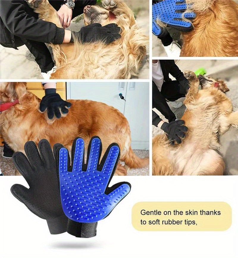 1 Pair Pet Grooming Gloves - Gentle De-shedding Brush, for Dogs and Cats - Massage Stimulating Brush - Easy to Use and Clean - Rubber Material