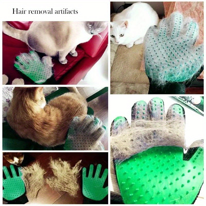 1 Pair Pet Grooming Gloves - Gentle De-shedding Brush, for Dogs and Cats - Massage Stimulating Brush - Easy to Use and Clean - Rubber Material