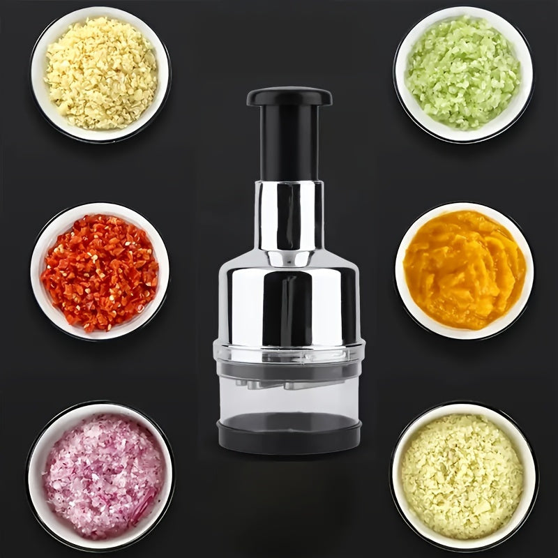 Stainless Steel Garlic Press, Manual Mincer, Durable Kitchen Tool for Crushing Garlic, Ginger, Scallions, and Peppers, No Electricity Needed, Plastic Material, Home Kitchen Essentials