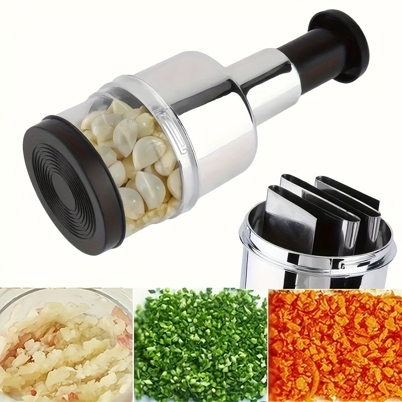 Stainless Steel Garlic Press, Manual Mincer, Durable Kitchen Tool for Crushing Garlic, Ginger, Scallions, and Peppers, No Electricity Needed, Plastic Material, Home Kitchen Essentials