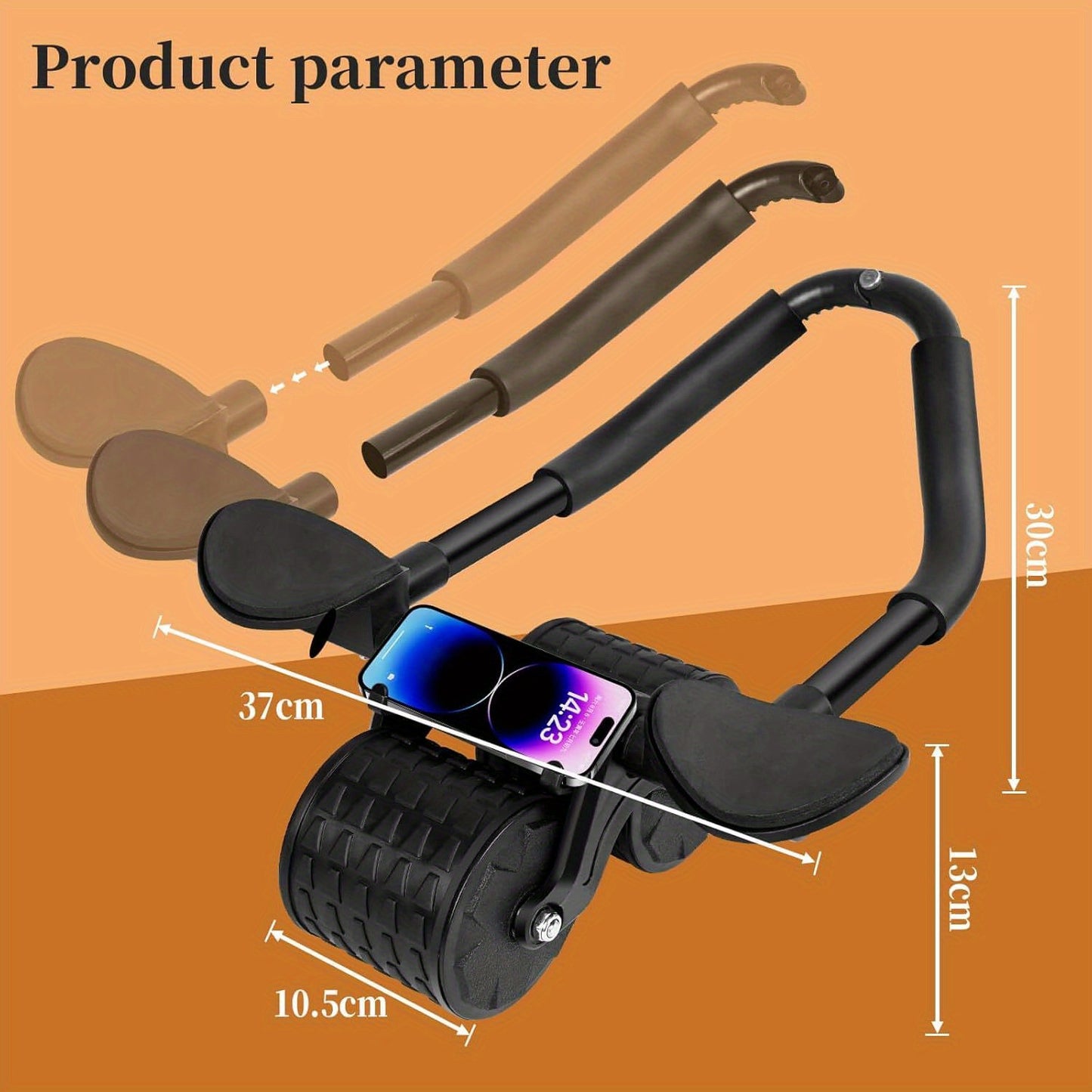 Universal Abdominal Exercise Wheel with Automatic Rebound, Elbow Support - Core Strength Trainer, Uncharged Dual-Wheel Abs Roller for Men and Women, Durable Spandex and PVC Construction