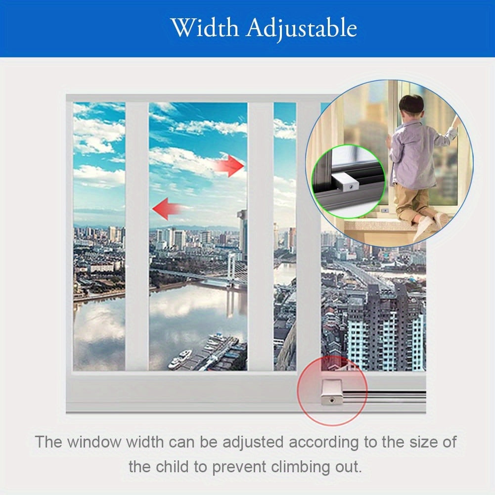 4pcs Adjustable Sliding Door & Window Security Devices With Key - Safety Enhanced, No Drill Required, Durable Material For Home And Office Protection