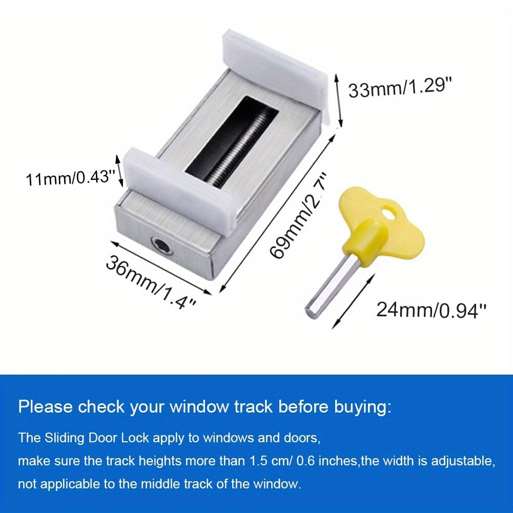 4pcs Adjustable Sliding Door & Window Security Devices With Key - Safety Enhanced, No Drill Required, Durable Material For Home And Office Protection