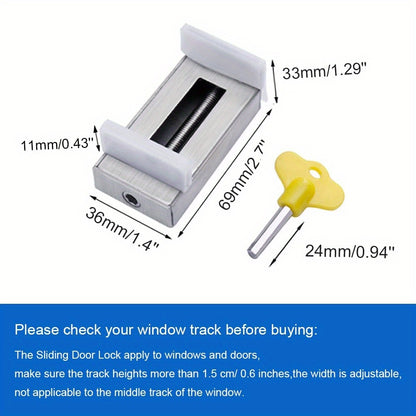 4pcs Adjustable Sliding Door & Window Security Devices With Key - Safety Enhanced, No Drill Required, Durable Material For Home And Office Protection