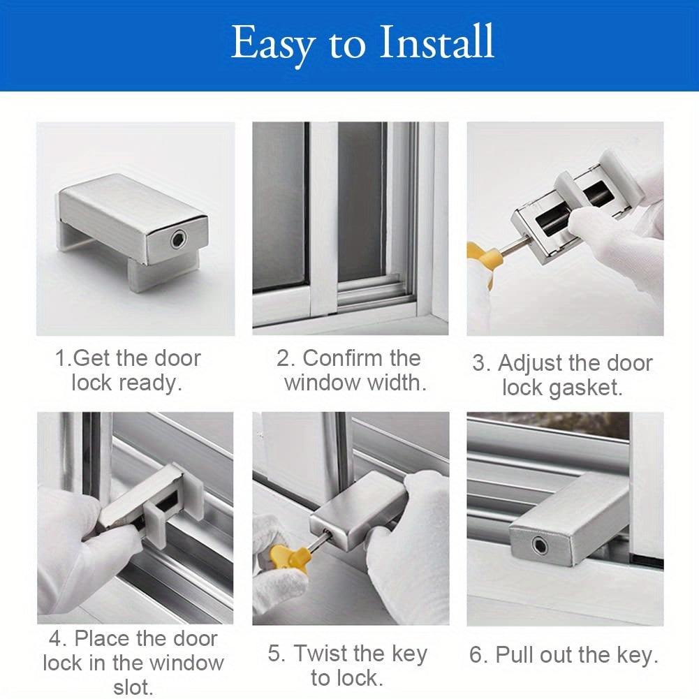 4pcs Adjustable Sliding Door &amp; Window Security Devices With Key - Safety Enhanced, No Drill Required, Durable Material For Home And Office Protection