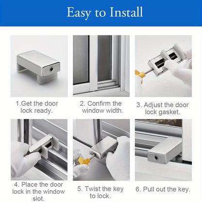 4pcs Adjustable Sliding Door &amp; Window Security Devices With Key - Safety Enhanced, No Drill Required, Durable Material For Home And Office Protection