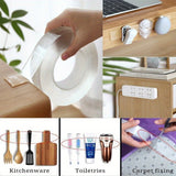 Strong Transparent Nano Tape - Washable, Reusable Double-Sided Adhesive for Furniture, 1/3/5m Rolls, Rubber Material, Universal Hook Tape