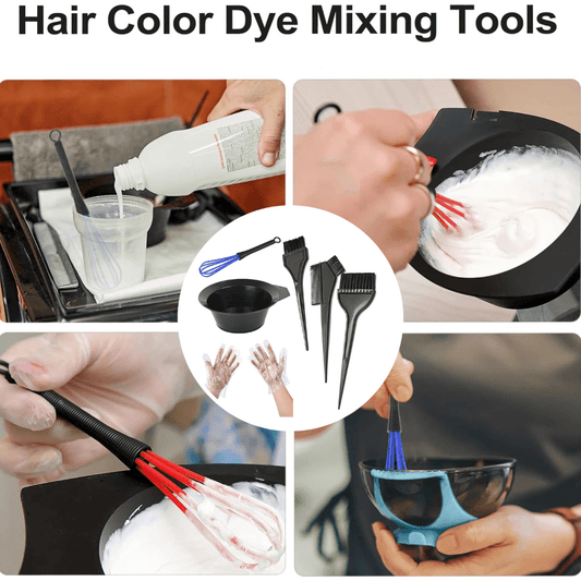 7pcs Hair Coloring Kit: Complete DIY Dye Set with Brush, Bowl, Gloves & Whisks - Perfect for All Hair Types