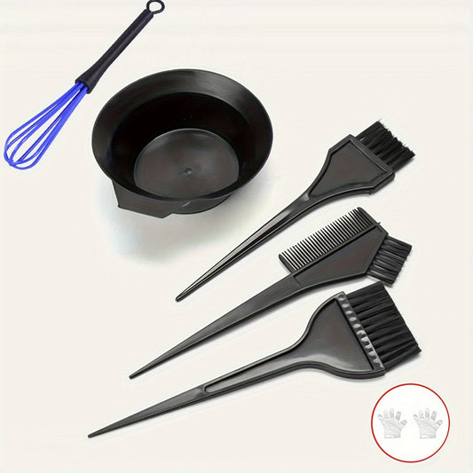 7pcs Hair Coloring Kit: Complete DIY Dye Set with Brush, Bowl, Gloves & Whisks - Perfect for All Hair Types