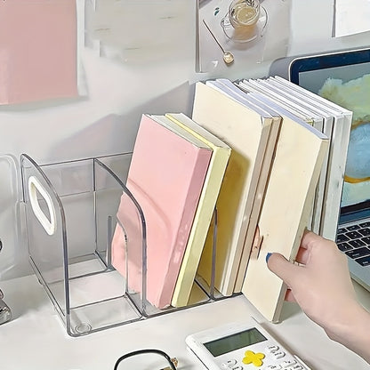 Organizador de escritorio de acrílico transparente para suministros de oficina: elegante archivador y estantería transparente para organizar la estación de trabajo, material PP duradero.