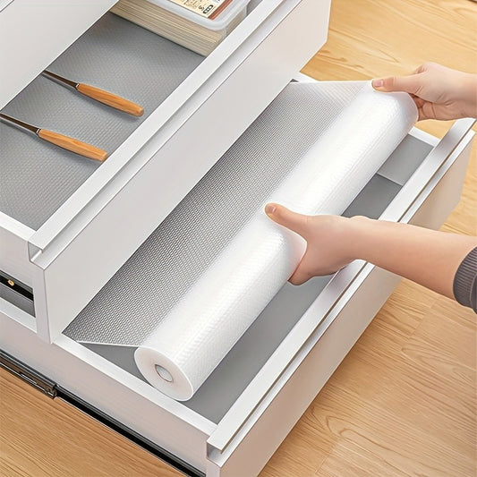1 Roll - Premium PVC Kitchen Cabinet Liner - Moisture-Proof, Waterproof & Dust-Proof with Non-Slip Grip | Easy to Clean Drawer & Shelf Mat for Fridge, Table, and Cabinets | Ideal for Home & Office Use, Refrigerator Liner Mats