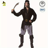 Disfraz de pirata divertido para hombre: disfraz completo de fiesta de Halloween con tejido de poliéster e incluye accesorios de cosplay.