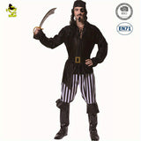 Disfraz de pirata divertido para hombre: disfraz completo de fiesta de Halloween con tejido de poliéster e incluye accesorios de cosplay.