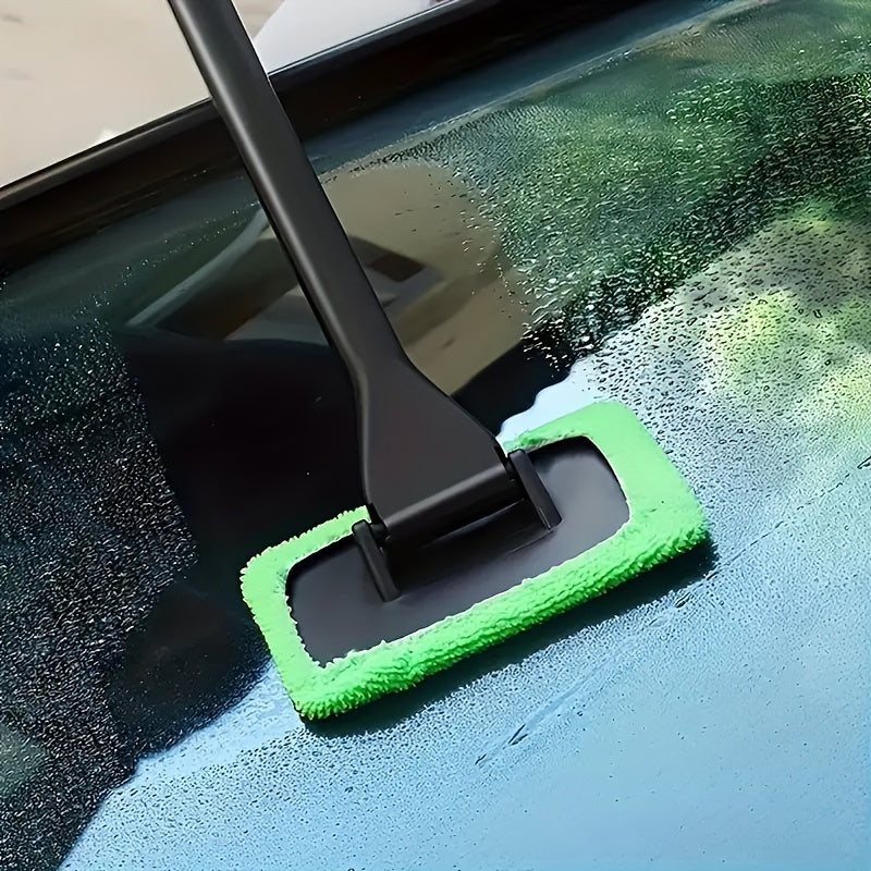 Car Windshield Window Cleaning Brush, with 10pcs Reusable Pads - For Internal, External, Household Glass and Dirty Car Wash Brush Universal Car Glass Cleaning Tool