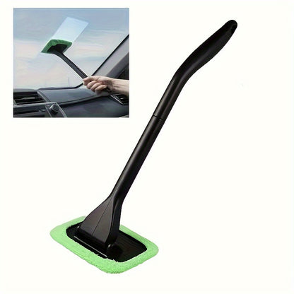 Car Windshield Window Cleaning Brush, with 10pcs Reusable Pads - For Internal, External, Household Glass and Dirty Car Wash Brush Universal Car Glass Cleaning Tool