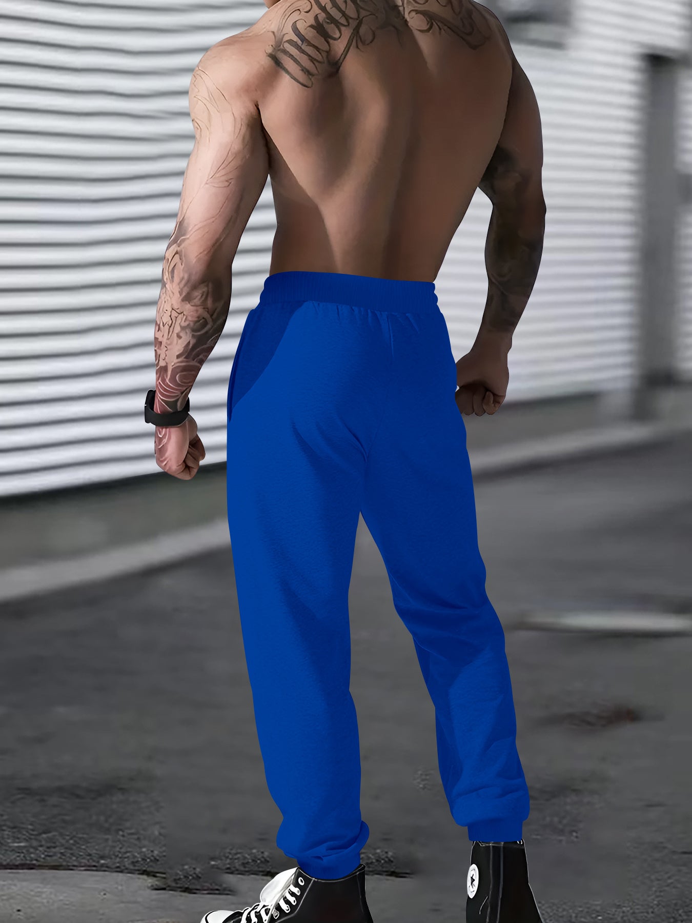 Joggers deportivos informales para hombre con estampado "Security", cintura elástica, cordón ajustable, lavables a máquina y bolsillos.