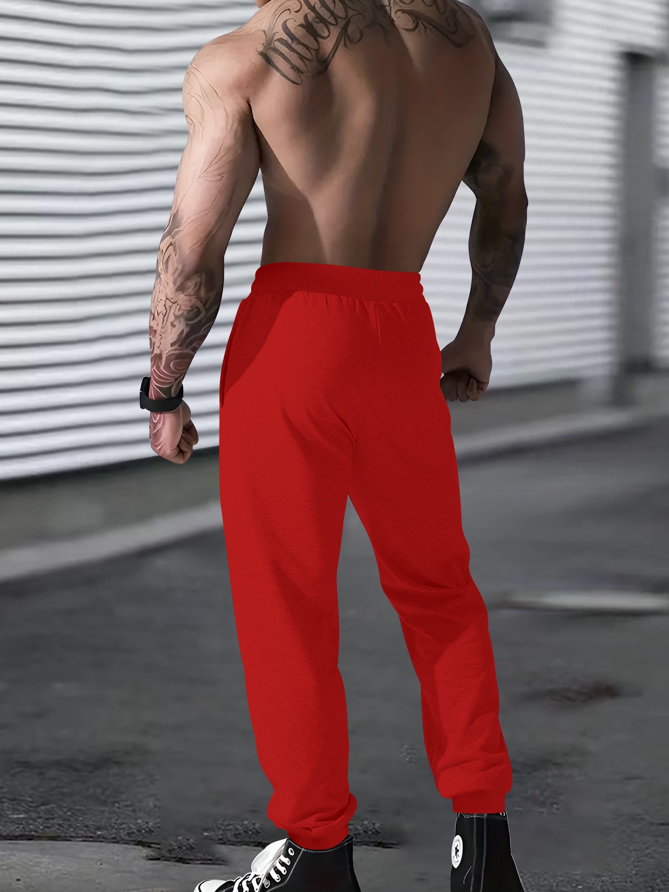 Joggers deportivos informales para hombre con estampado "Security", cintura elástica, cordón ajustable, lavables a máquina y bolsillos.