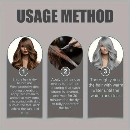 Gray Hair Dye, 100g, with Glycerin, Aloe Vera, Oatmeal, Natural Plant Extracts, Moisturizing, Soothing Scalp, Strengthening Hair, Reducing Irritation, for Normal Hair Type