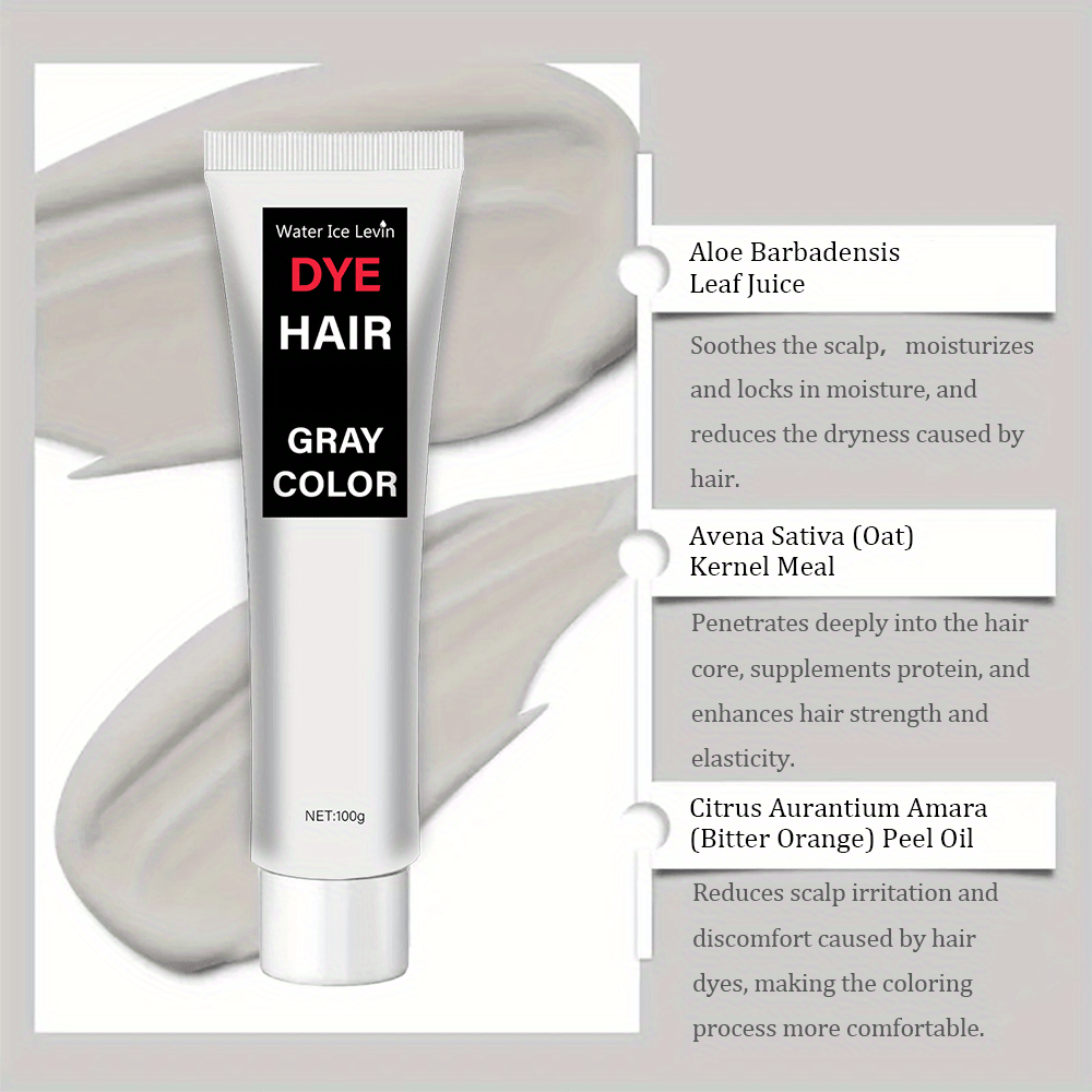Gray Hair Dye, 100g, with Glycerin, Aloe Vera, Oatmeal, Natural Plant Extracts, Moisturizing, Soothing Scalp, Strengthening Hair, Reducing Irritation, for Normal Hair Type