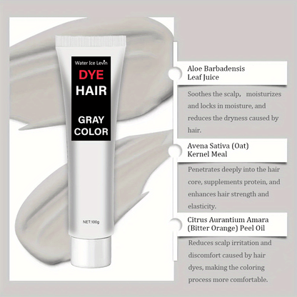 Gray Hair Dye, 100g, with Glycerin, Aloe Vera, Oatmeal, Natural Plant Extracts, Moisturizing, Soothing Scalp, Strengthening Hair, Reducing Irritation, for Normal Hair Type
