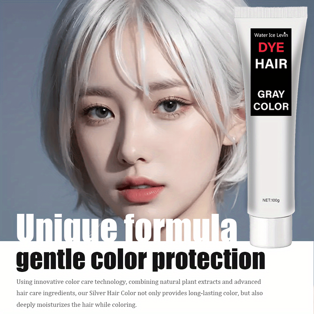 Gray Hair Dye, 100g, with Glycerin, Aloe Vera, Oatmeal, Natural Plant Extracts, Moisturizing, Soothing Scalp, Strengthening Hair, Reducing Irritation, for Normal Hair Type