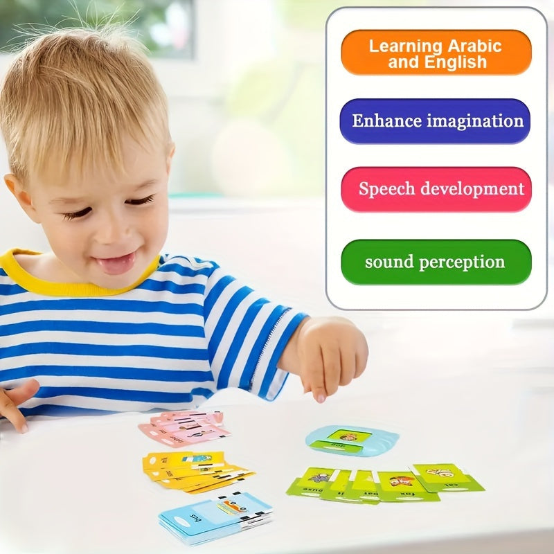 Bilingual Arabic-English Learning Toy for Kids, 510-Word Recognition Flash Cards, Auditory Sensory Educational Game, Early Childhood Development, Dual Language Pocket Vocabulary Builder, Suitable for Ages 3+, Ideal for Christmas